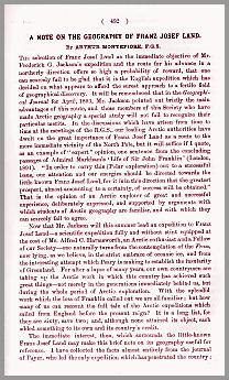 Artikel uit 1894 van Arthur Montefiore, secretaris van de Jackson-Harmsworth Expeditie