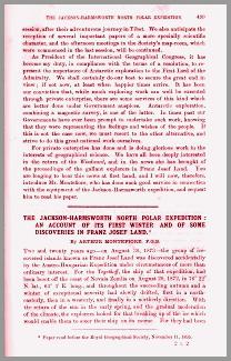 Artikel uit 1894 van Arthur Montefiore, secretaris van de Jackson-Harmsworth Expeditie
